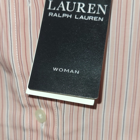 Lauren Ralph Lauren Plus-Size Striped Cotton Broadcloth Shirt NWT - Picture 3 of 6